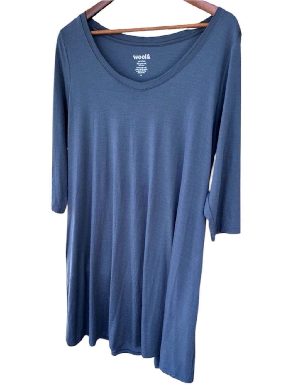 Wool& Wooland Willow (legacy) swing dress 3/4 sleeves pocket merino wool blue 1X